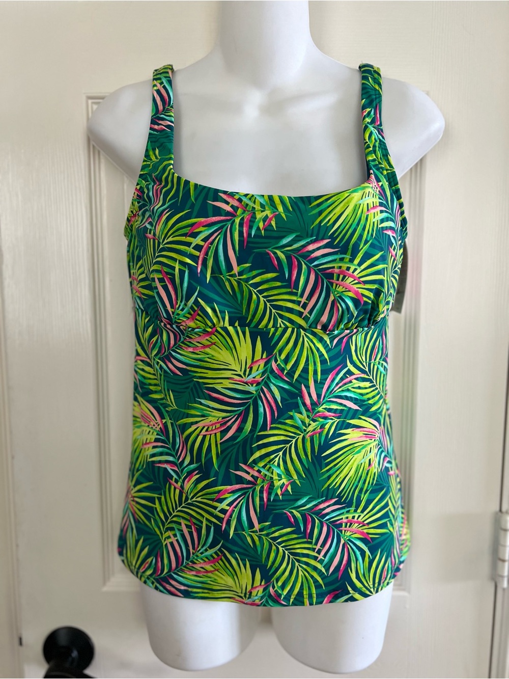 NWT Lands End Palms Print Underwire Padded Squareneck Tankini